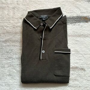 Todd Snyder 100% Merino Wool Long Sleeve Italian Tipped Polo Size S